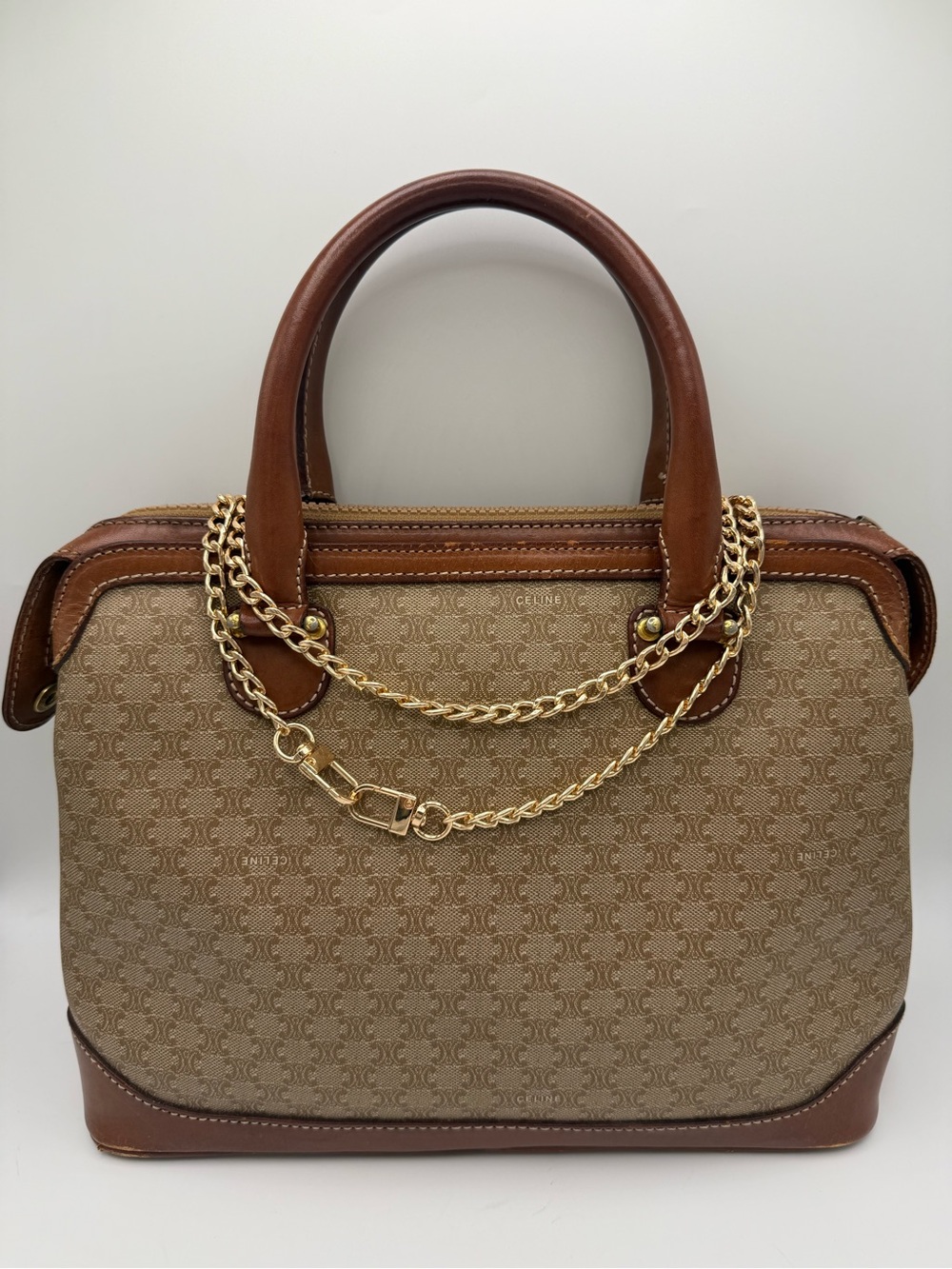 Celine Vintage Macadam Handbag w/ Unbranded Chain - Picture 8 of 16